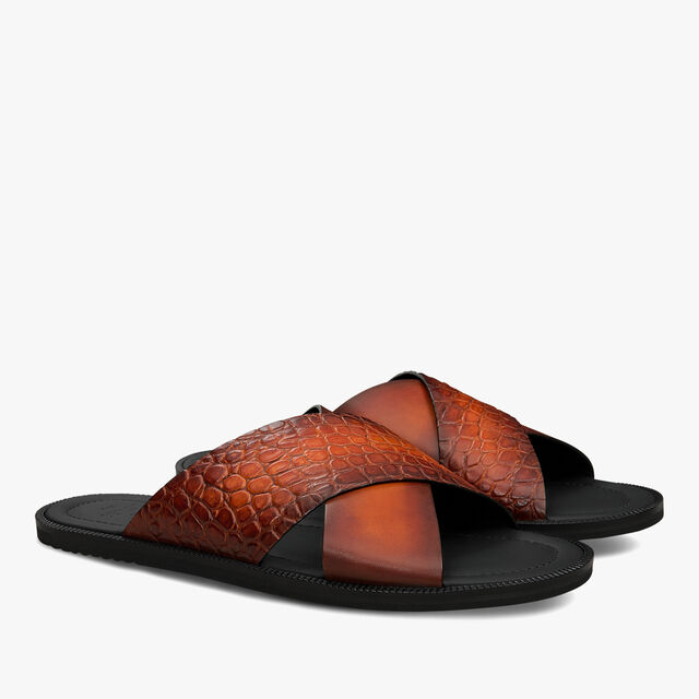 Sifnos Alligator And Leather Sandal, FIAMMA, hi-res 2