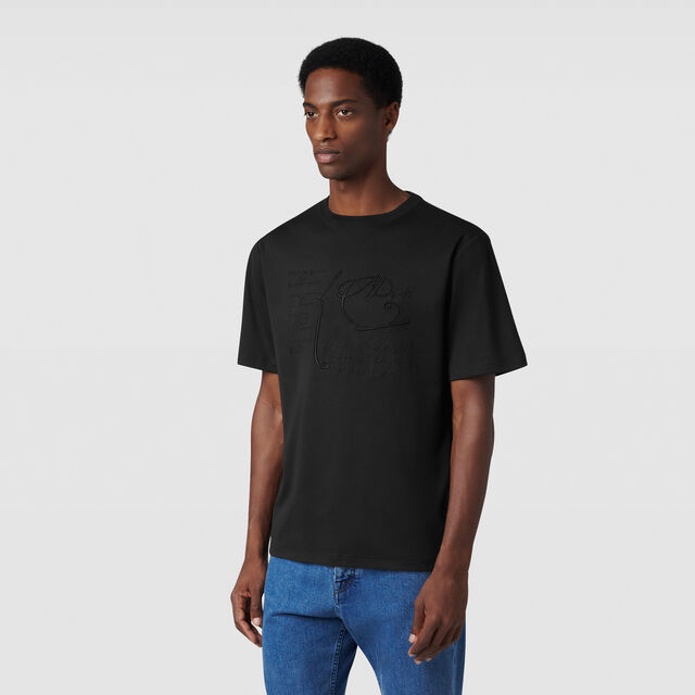 Scritto Embroidered T-shirt, NOIR, hi-res 2