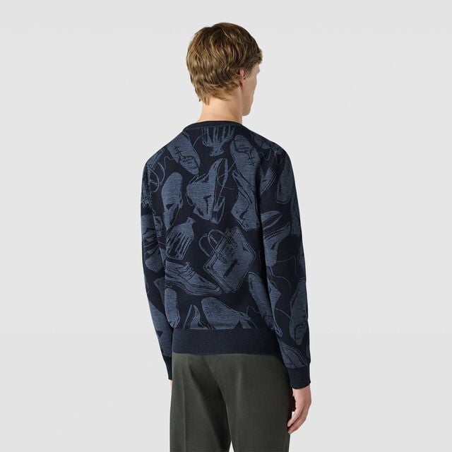 Pull En Laine Avec Jacquard Summer Iconic, COLD NIGHT BLUE, hi-res 3