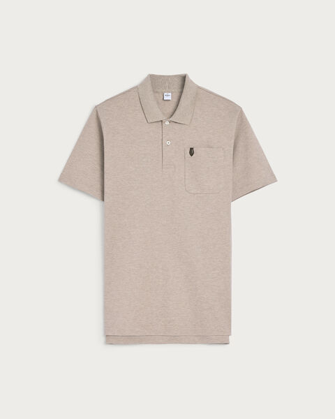 Leather Detail Polo, Stonish Beige, hi-res