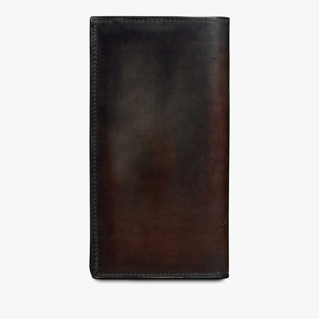 Santal Scritto Leather Long Wallet, CHARCOAL BROWN, hi-res 2