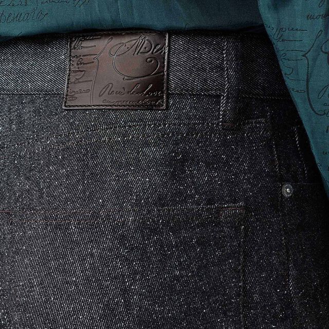 Straight Denim Pants, SPECKLED BLACK, hi-res 5