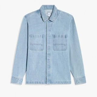 Denim Workwear Overshirt, LIGHT BLUE, hi-res