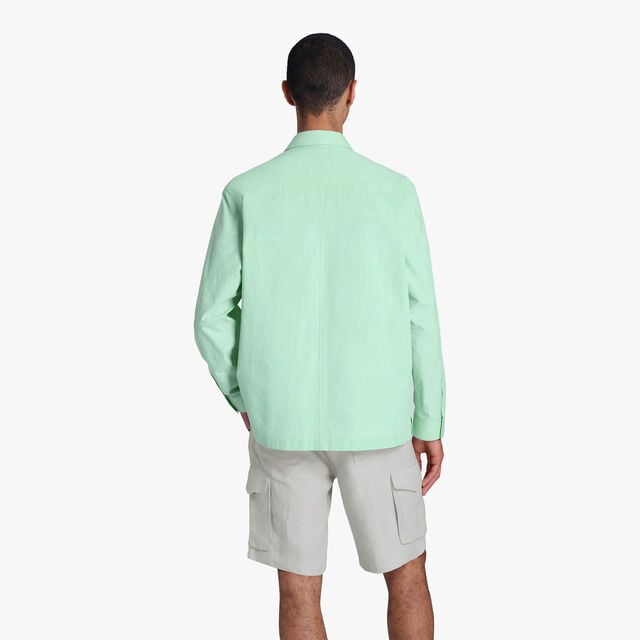 Cotton Workwear Overshirt With Scritto Pocket, SAGE, hi-res 4