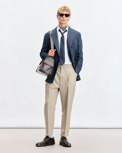 Marcello Jacket with Leather Details, Soladite Blue, hi-res
