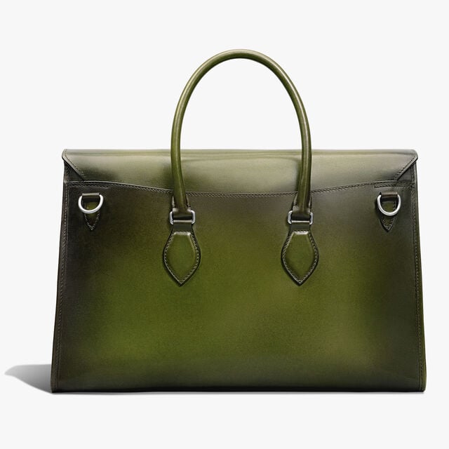E'mio Horn and Leather Briefcase, NERO CAVIAR, hi-res 3