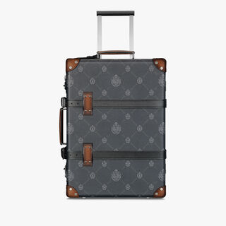 Globe-Trotter Carry On Canvas And Leather Rolling Suitcase, BLACK + TDM INTENSO, hi-res