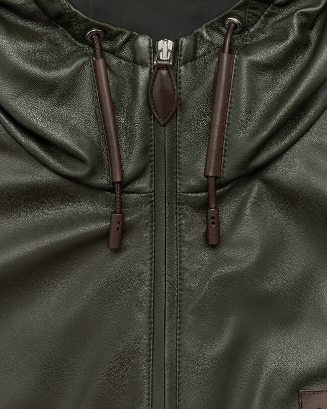 Parka &agrave; Capuche en Cuir Fly Ultral&eacute;ger, Forest Green, hi-res
