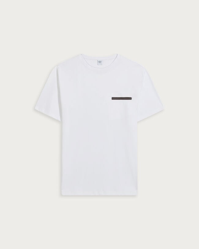 Leather Tab Pocket T-shirt, Blanc Optique, hi-res