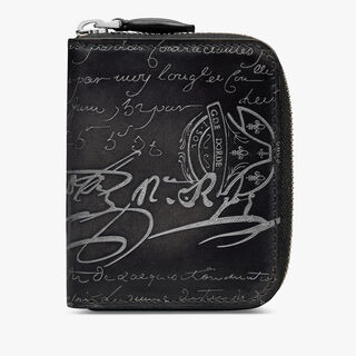 Wapa Scritto Leather Coin Purse, NERO GRIGIO + SILVER, hi-res