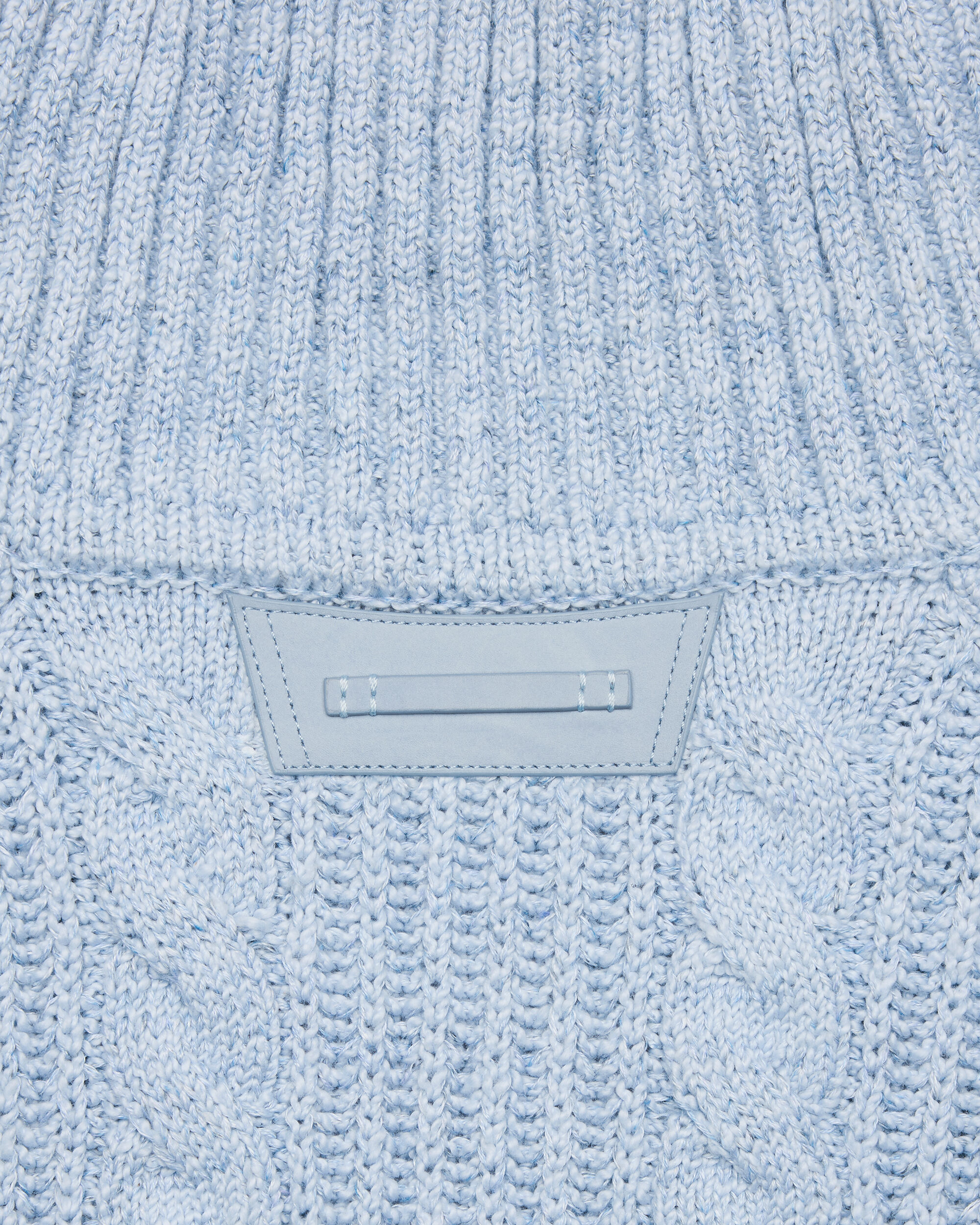 Cable Knit Vareuse with Leather Details, Periwinkle Blue, Image 2
