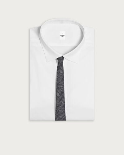Classic Scritto Pattern Tie, Mysterious Grey, hi-res