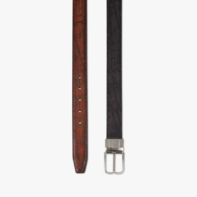 Essence Scritto leather 32 mm Reversible Belt, NERO & TOBACCO BIS, hi-res 4