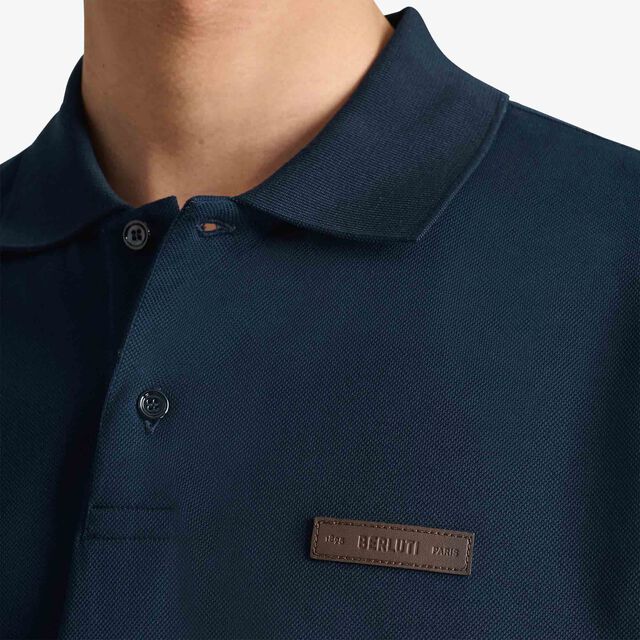 Classic Pique Leather Tab Polo, ATLANTIC BLUE, hi-res 5