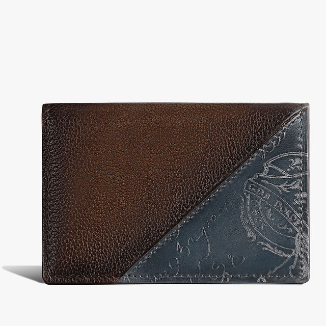 Imbuia Scritto Leather Card Holder, SOFT BROWN + MIDNIGHT BLUE, hi-res 1