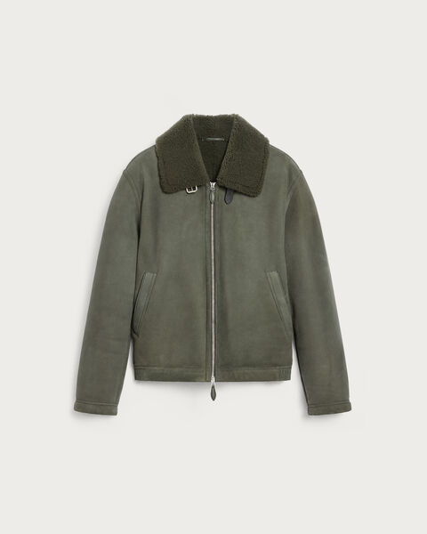 Shearling Blouson, Forest Green, hi-res