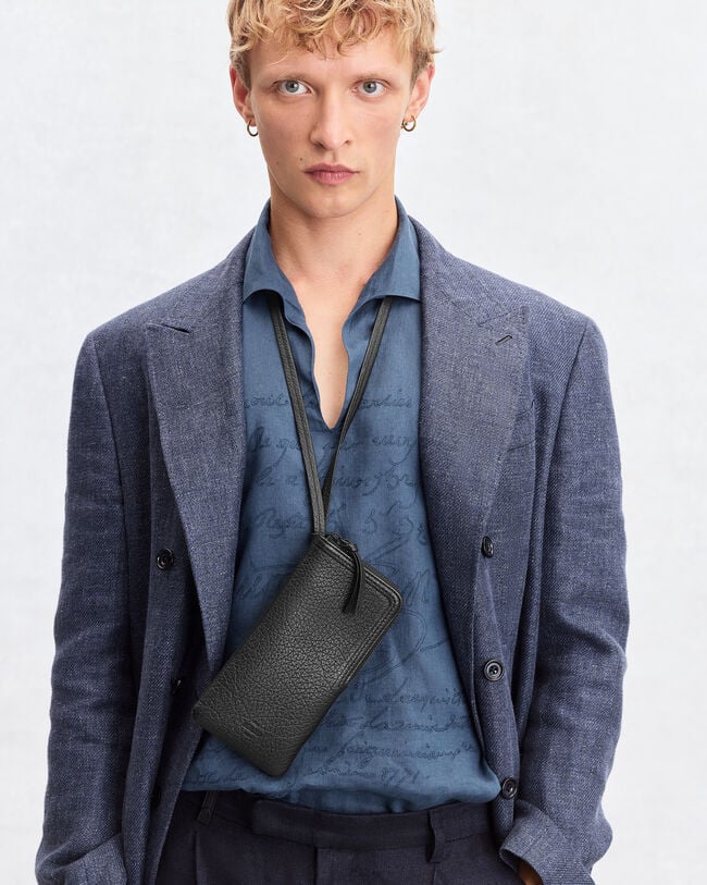 Neck Zipped Pouch, Deep Black, hi-res