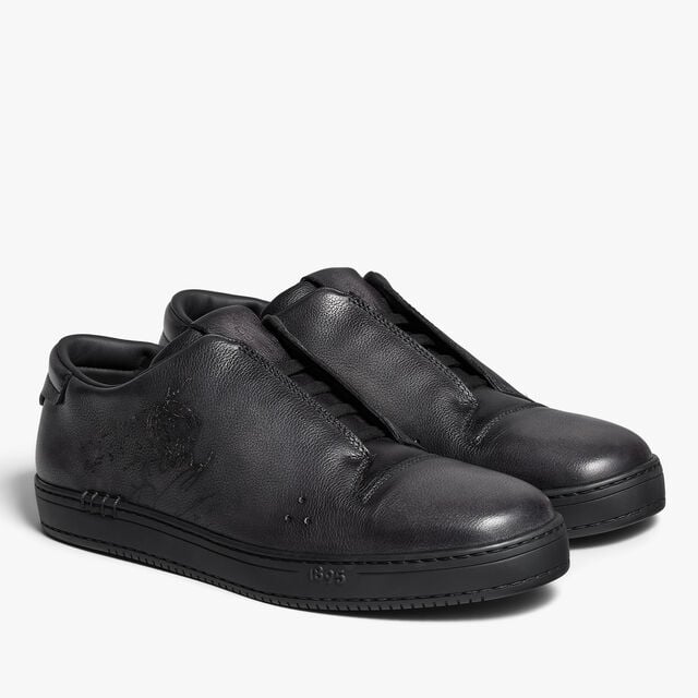 Slip-On Sneaker Playtime En Cuir De Veau Venezia Softy Scritto, NERO GRIGIO, hi-res 4