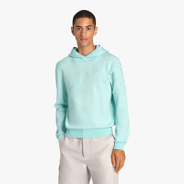 Silk Placed Scritto Pique Hoodie, SAGE, hi-res 2