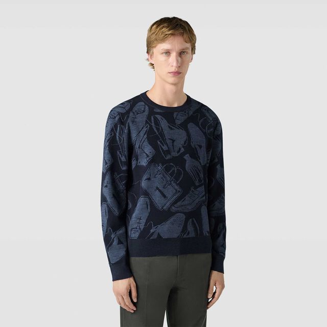 Jacquard Wool Crewneck, COLD NIGHT BLUE, hi-res 3