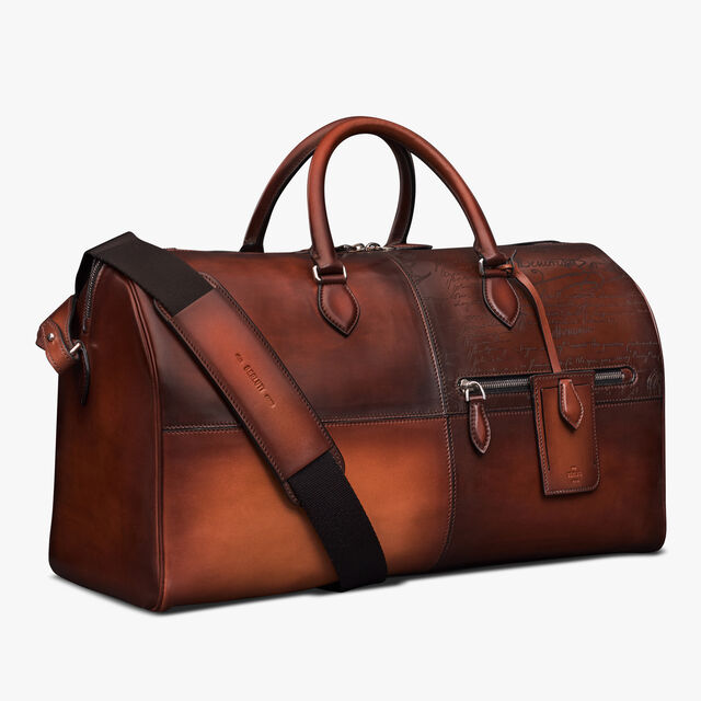 Jour Off MM Scritto Leather Travel Bag, CACAO INTENSO, hi-res 3