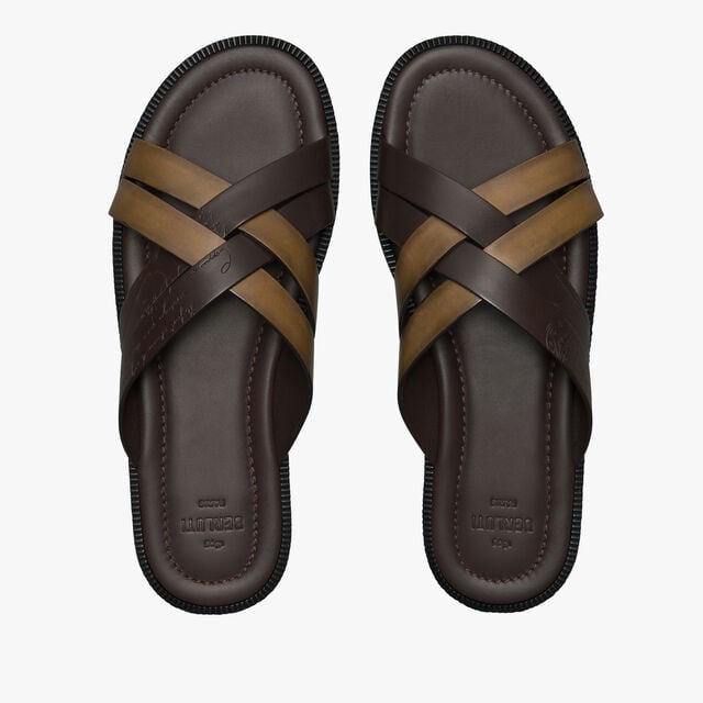 Sifnos Scritto Leather Sandal, OLIVE, hi-res 3