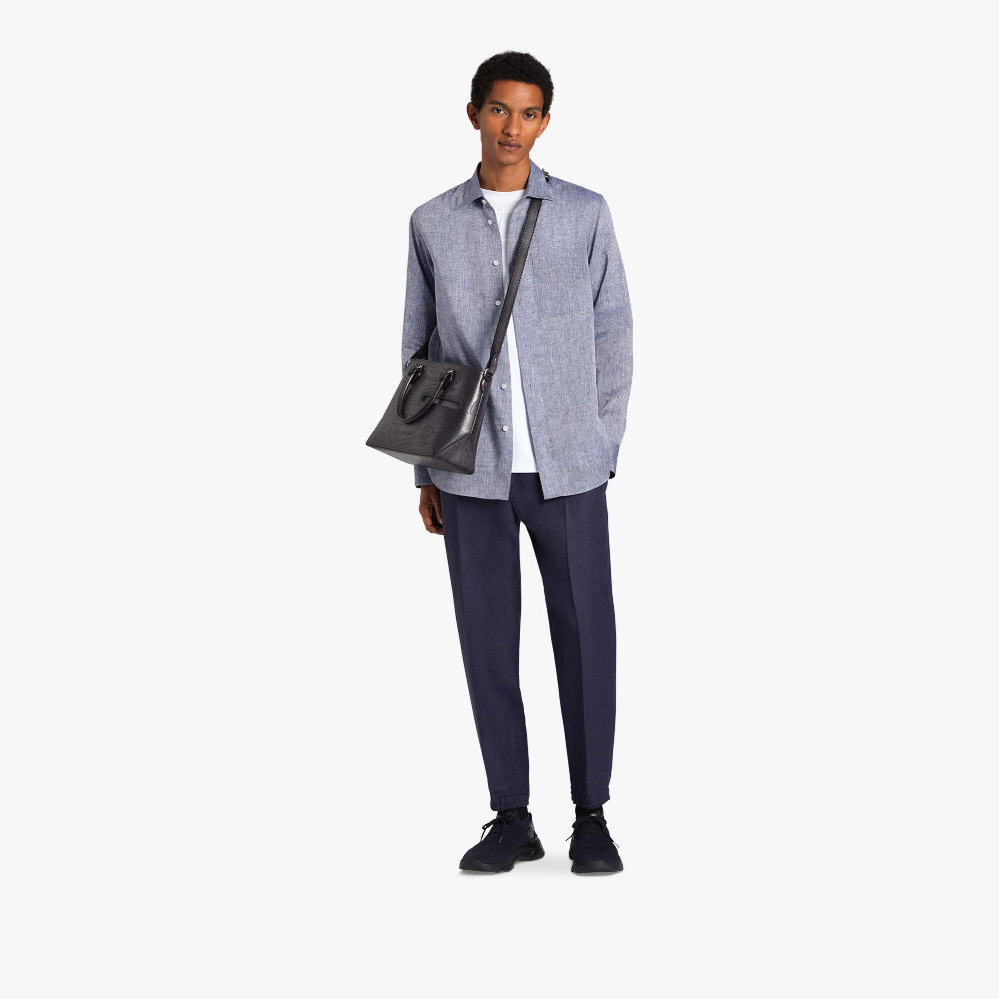 ベルルッティ　BERLUTI カリグラフィ　シャツ　ワイシャツ　ブルー　比翼 ベルルッティ BERLUTI カリグラフィ シャツ ワイシャツ ブルー