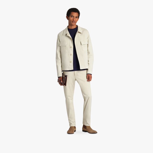 Garment Dyed Denim Trousers, IVORY, hi-res 4
