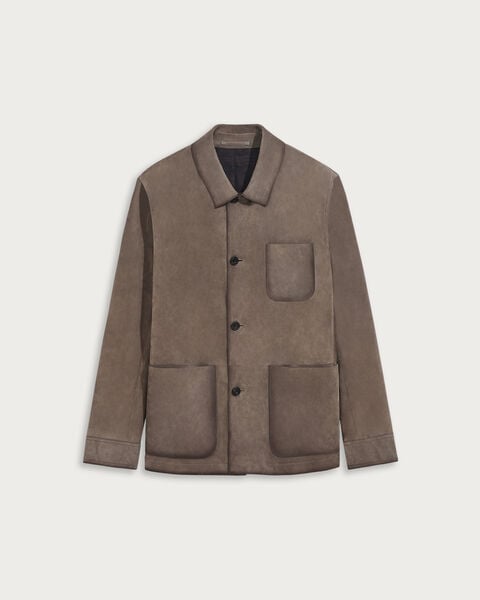 Leather Patina Casual Jacket, Moss, hi-res