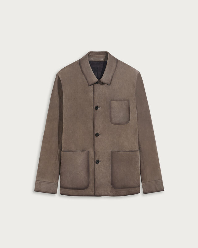 Leather Patina Casual Jacket, Moss, hi-res