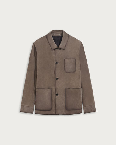 Leather Patina Casual Jacket, Moss, hi-res