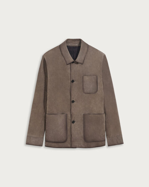 Leather Patina Casual Jacket, Moss, hi-res