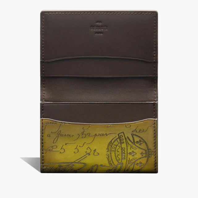 Imbuia Scritto Leather Card Holder, JUNGLE GREEN, hi-res 3