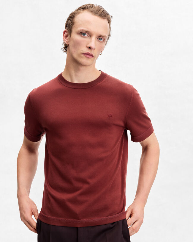 B-Thabor Embroidery Short-Sleeves Crewneck, Red Ocher, hi-res