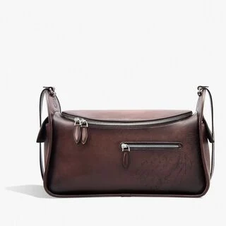 Barrel Bag Scritto Leather Messenger, SOFT BROWN, hi-res