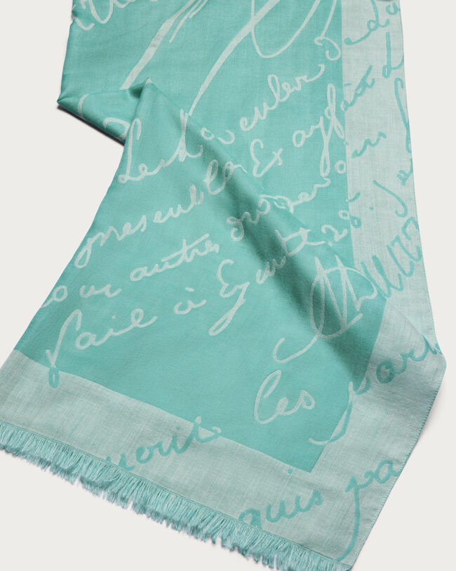Giant Scritto Pattern Scarf, Aquamarine, hi-res