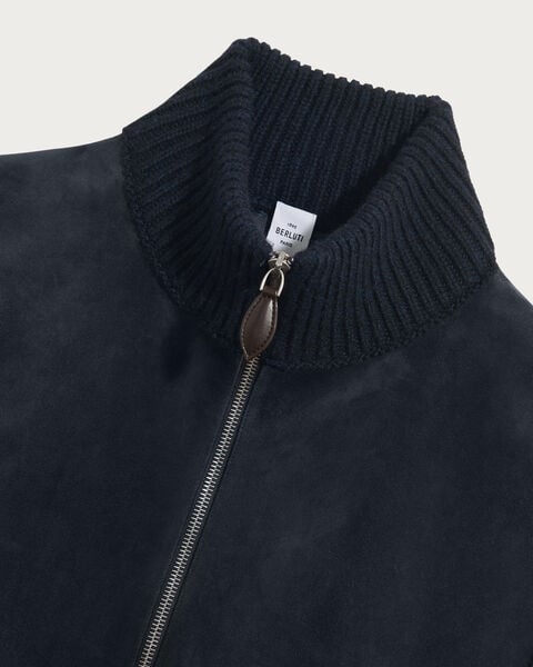 レザー＆ニット ボディウォーマー, Anthracite Melange, hi-res