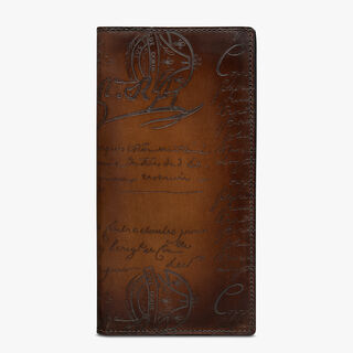 Santal Scritto Leather Long Wallet, CACAO INTENSO, hi-res