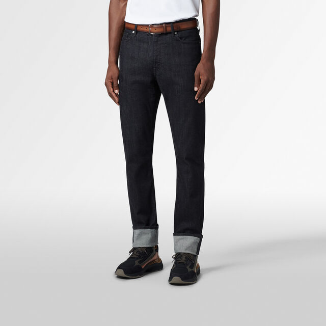 Straight Denim Pants, DARK INDIGO DENIM, hi-res 3