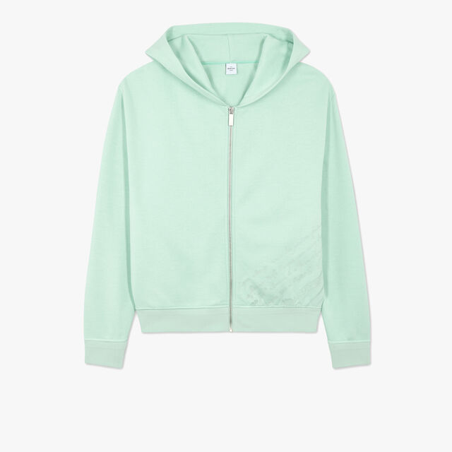 Embroidered Scritto Zip Up Hoodie, SAGE, hi-res 1