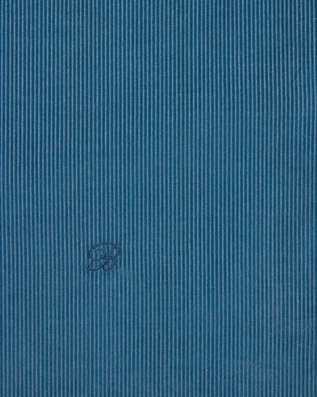 Chemise en Velours C&ocirc;tel&eacute; avec D&eacute;tail en Cuir, Nile Blue, hi-res