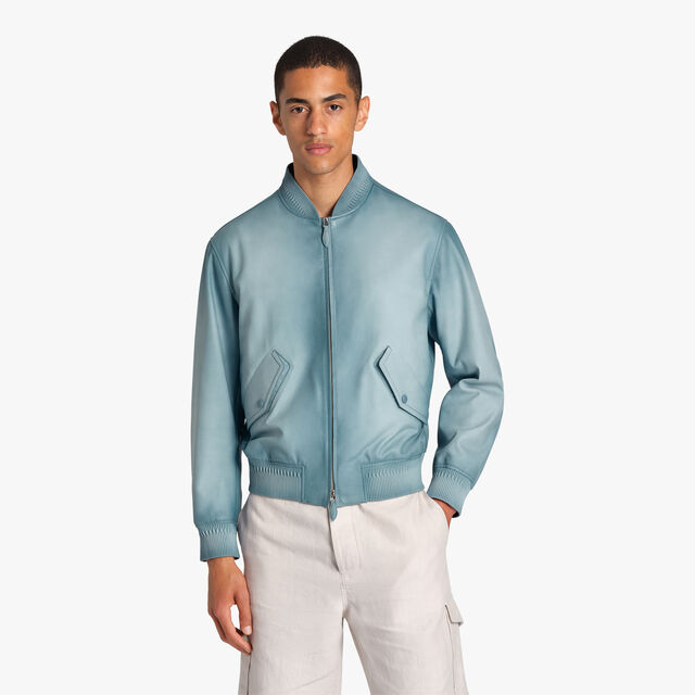Patina Leather Bomber, GREY SKY BLUE, hi-res 2