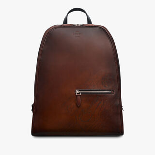 Working Day Scritto Leather Backpack, CACAO INTENSO, hi-res