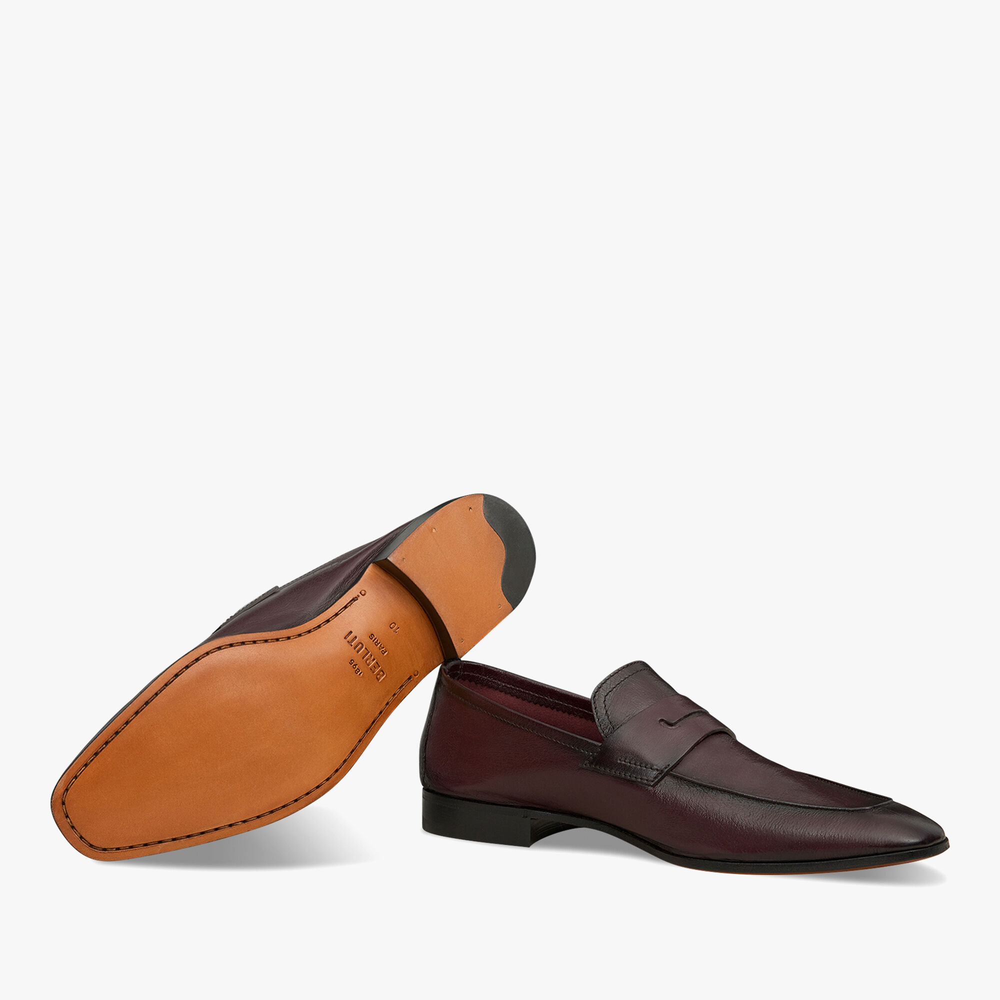 Lorenzo Scritto Kangaroo Leather Loafer, AUBERGINE, hi-res 4