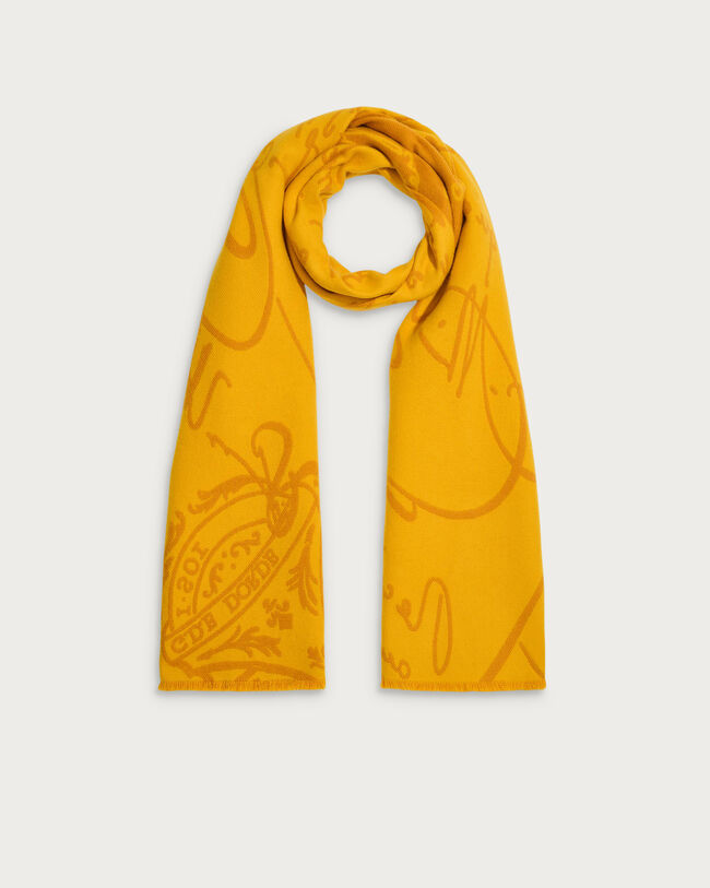 Scritto Pattern Scarf, Sulfur, hi-res
