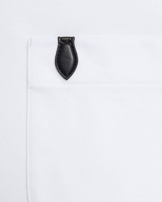 Pocket T-shirt with Leather Detail, Blanc Optique, hi-res