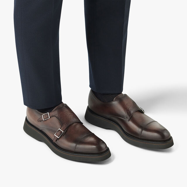 Alessio Scritto Leather Double Monk, SOFT BROWN, hi-res 7