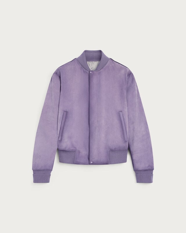 Bomber en Cuir Patin&eacute;, Pastel Lilac, hi-res