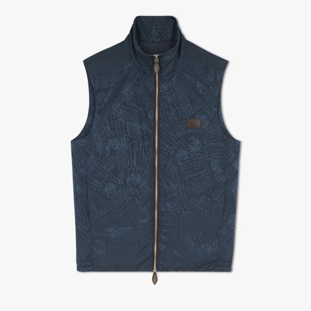 Gilet Sans Manches En Nylon Scritto, WASHED INDIGO, hi-res 1