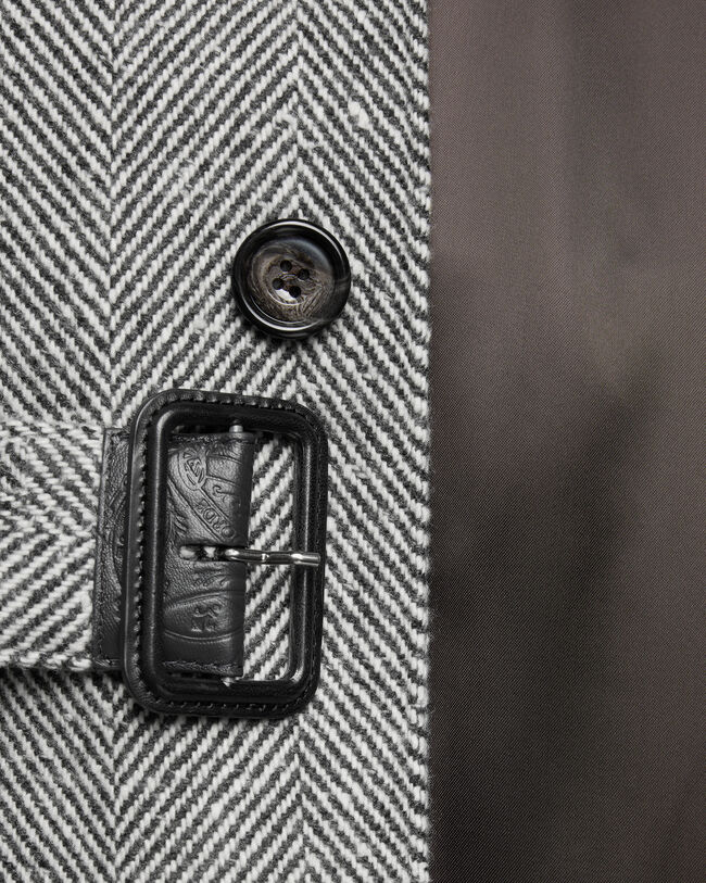 Manteau Foresti&egrave;re &agrave; Chevrons avec D&eacute;tails en Cuir, Grey Melange, hi-res